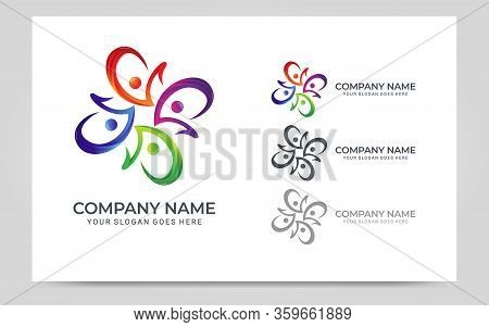 Abstract Logo Of People, Business, Foundation, Community, Human Caring, Health Workers.