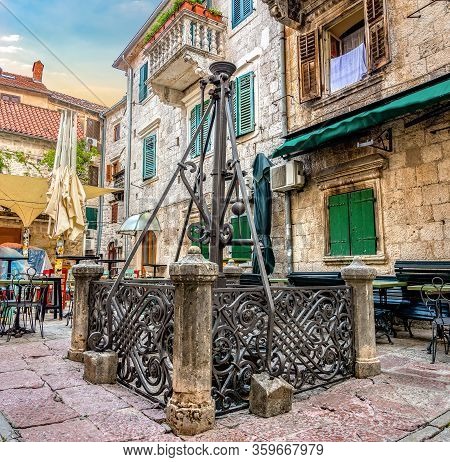 Karampana Water Pump In Kotor At Sunrise, Montenegro