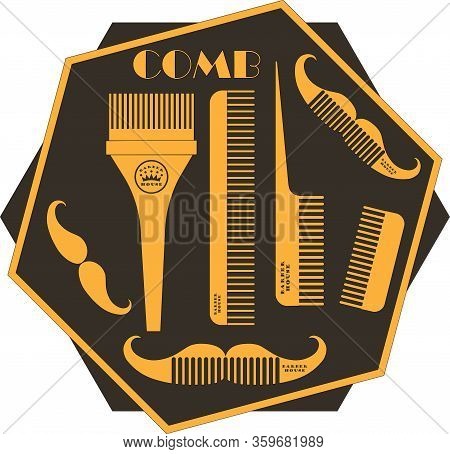 Combs Set, Barbershop Or Hairdresser Flat Icon Isolated Background. Eps 10 Vector