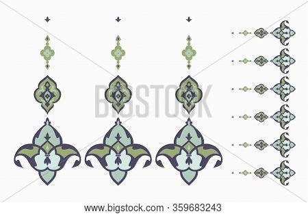 Oriental Ornament Border For Pages. Islam Pattern On White Background. Vector Illustration.