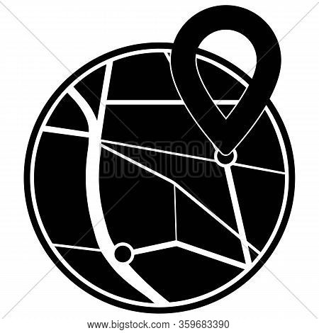 Location Map Or Geolocation Icon In Black Color Isolated On White Background. Vector Eps 10