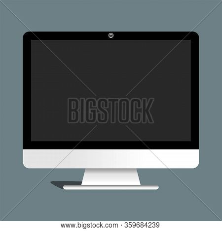 Computer Monitor Or Display Flat Icon Isolated Background. Eps 10 Vector.