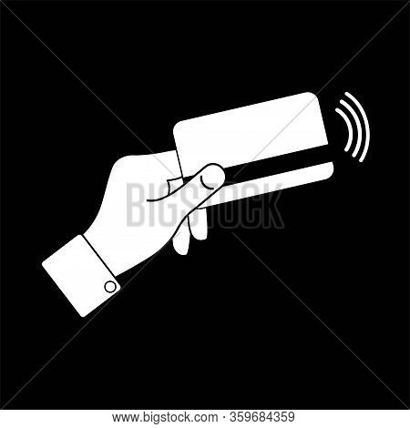 Contactless Card Payment System. Pos, Nsf Technology, Non-cash Payment, Card Payment, Icons In White
