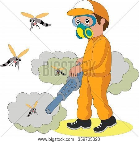 Illustrations Of Disinfectants Fogging To Kill Insects