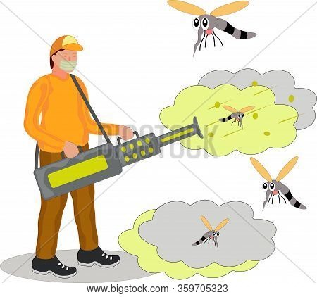Illustrations Of Disinfectants Fogging To Kill Insects