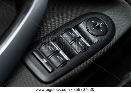 Novosibirsk, Russia - March 04, 2020:   Ford Kuga,   Black Buttons On The Car Door For Opening, Lock