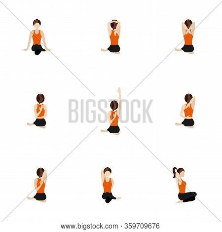 Illustration Stylized Woman Practicing Gomukhasana On One Knee