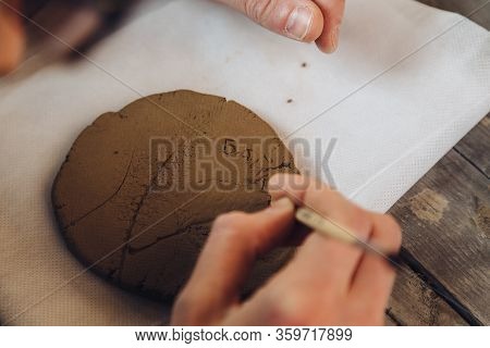 Clay Stamp Baikal With Neolithic Drawings Talts