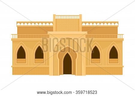 Islamic Architecture With Pointed Arches And Geometric Patterned Ornament Vector Illustration