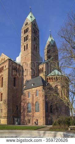 The Speyer Cathedral Located In Speyer, Germany At Evening Time