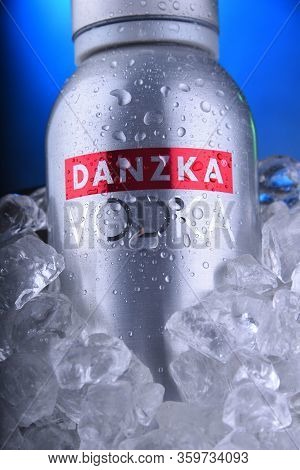 Bottle Of Danzka Vodka In A Bucket With Crushed Ice