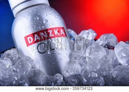 Bottle Of Danzka Vodka In A Bucket With Crushed Ice