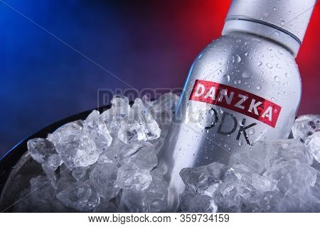 Bottle Of Danzka Vodka In A Bucket With Crushed Ice