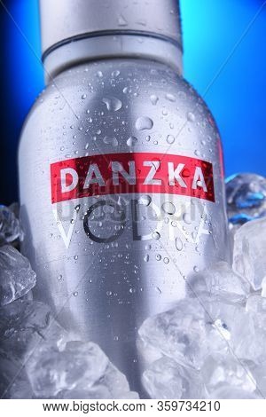 Bottle Of Danzka Vodka In A Bucket With Crushed Ice