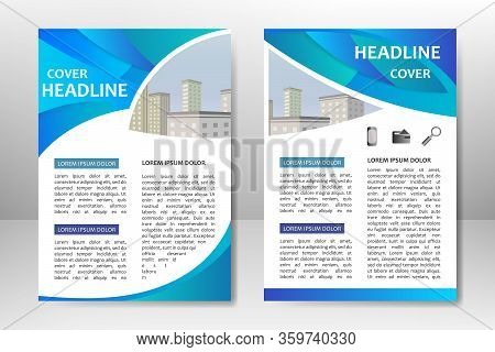 Blue Vector Template Design For Business Brochure, Flyer, Poster, Booklet, Presentation, Annual Repo