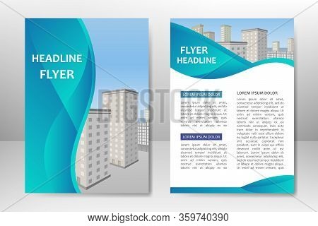 Blue Vector Template Design For Business Brochure, Flyer, Poster, Booklet, Presentation, Annual Repo