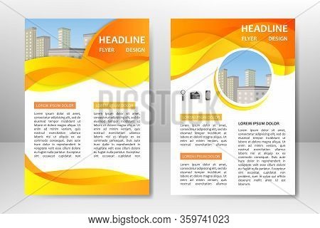 Orange Vector Template Design For Business Brochure, Flyer, Poster, Booklet, Presentation, Annual Re