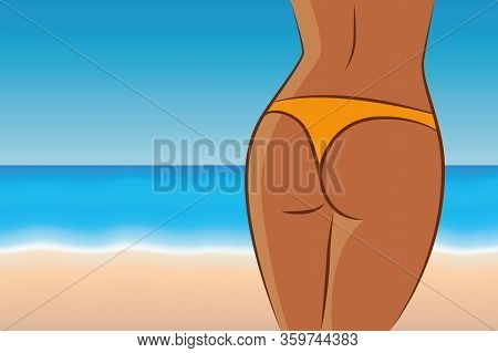 Sexy Girl Butty On The Beach Background Vector Illustration Eps10