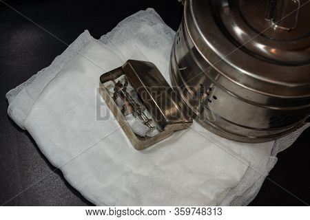 Reusable Glass Insulin Syringe. In A Sterile Box. Diabetes