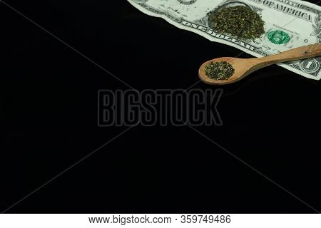 Swedish Snus - Grated Moistened Powder And Chewing Tobacco In A Wooden Spoon. Close-up. Tobacco Prod