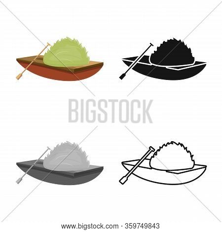 Isolated Object Of Boat And Vietnamese Icon. Set Of Boat And Water Vector Icon For Stock.