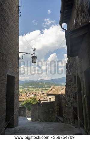 Old Typical Square Of Anghiari, Historic City In Arezzo Province, Tuscany, Italy