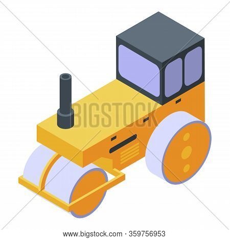 Roll Road Roller Icon. Isometric Of Roll Road Roller Vector Icon For Web Design Isolated On White Ba