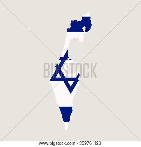 Israel Map Isolated With Israel Flag Background. Vector Illustration Of Map Of Israel With National 