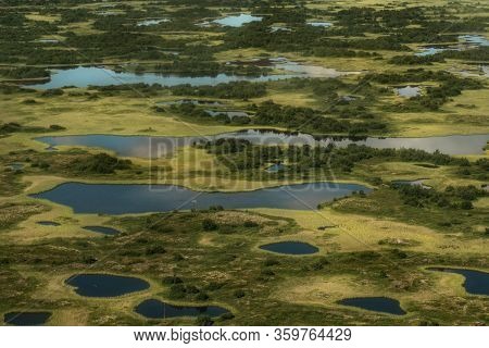 Volcanic Craters In Iceland Aerial View From Above, Myvatn Lake