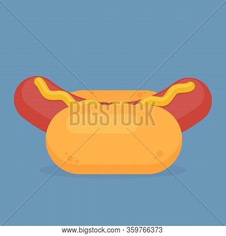 Hot Dog Fast Food Flat Style Vector Illustration