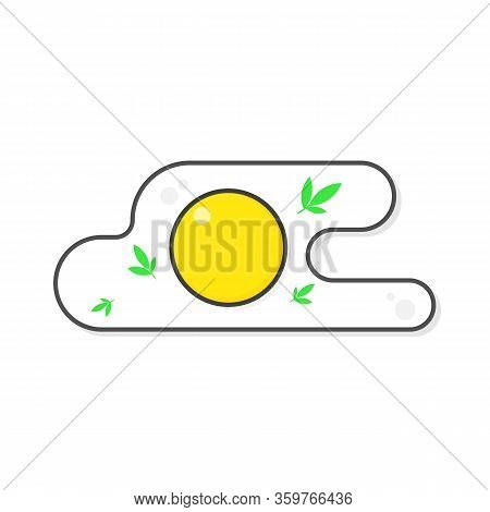 Fried Egg Icon With Flat Color Style Isolated.