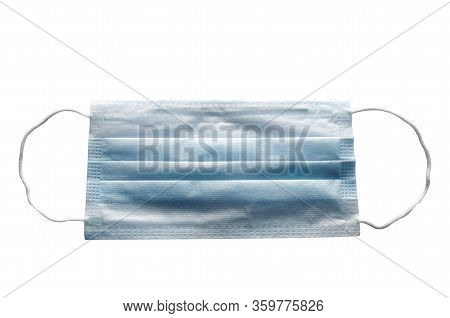 Blue And White Medical Mask Isolated On A White Background.