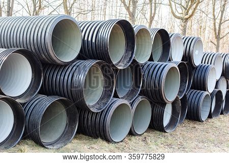 Modern Polypropylene Pipes For Conducting Heating Mains Underground. Durable And Anticorrosive Prope