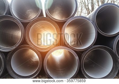 Modern Polypropylene Pipes For Conducting Heating Mains Underground. Durable And Anticorrosive Prope