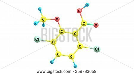 Dicamba Molecular Structure Isolated On White