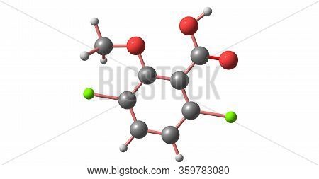 Dicamba Molecular Structure Isolated On White