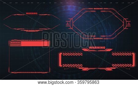 Futuristic Screens Hud, Gui, Ui And Titles Warning, Danger. Warning. Conceptual Layout With Hud Elem