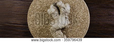 Fresh Ginger Root On Wooden Table Background, Antivir. Naturally Elevating Your Energy Levels, Close