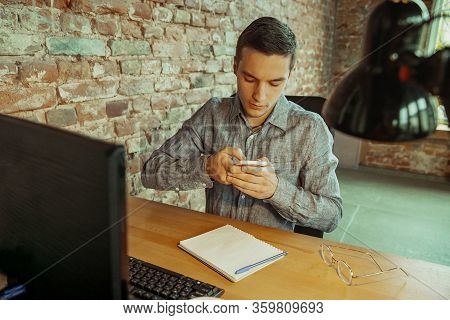 Get Task To Do. Man Working From Home During Coronavirus Or Covid-19 Quarantine, Remote Office Conce