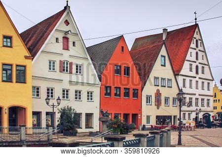 Street With Historical Houses In Donauworth Old Town, Germany