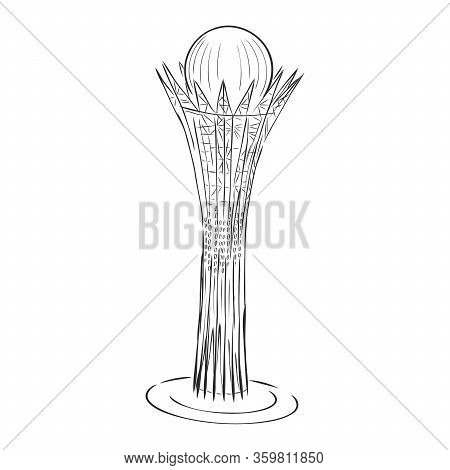 Astanas Architectural Landmarks , Vector Sketch Illustration, Alma-ata, Astana