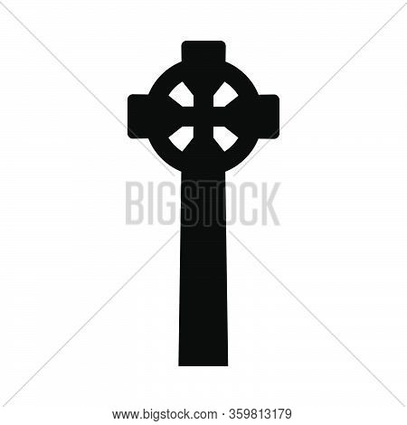 Old Murble Tombstone With Christian Cross.  Vector Illustration.