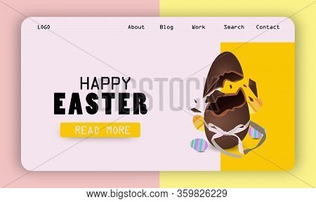 Happy Easter Landing Page Use For Web, Social Media Benner.