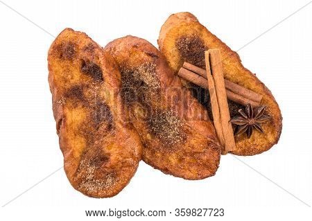 Traditional Christmas Rabanadas. Spanish Torrijas Isolated On White Background.