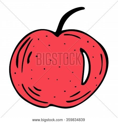 Bright And Juicy Apple Illustration, On A White Background.