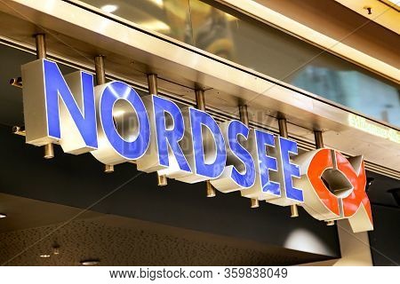 Wetzlar Germany August 2017: Illuminated Logotype Of Nordsee. Nordsee Is A German Seafood Compoany C