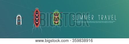 Summer Travel On Boat. Fishing Boat, Small Steamer, Modern Luxury Yachts For Sea Walks And Simple Mo