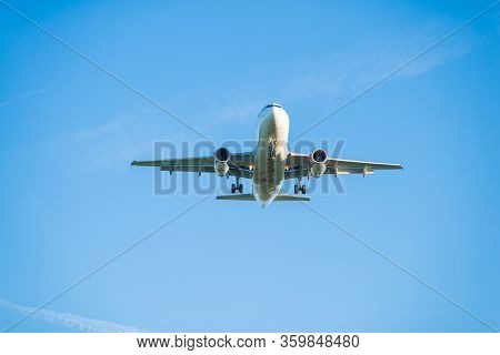 Amsterdam, Netherlands - October 13, 2018: Airserbia Commercial Ariplane Landing On Schiphol Airport