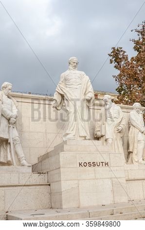 Budapest, Hungary - Nov 6, 2019: Lajos Kossuth Memorial In The Hungarian Capital. Statue Complex Wit