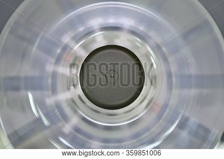 Closed Laboratory Centrifuge With Highly Rotating Tube Compartments. View From Above.